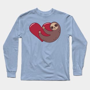 Sloth Hug Heart Snuggle Long Sleeve T-Shirt